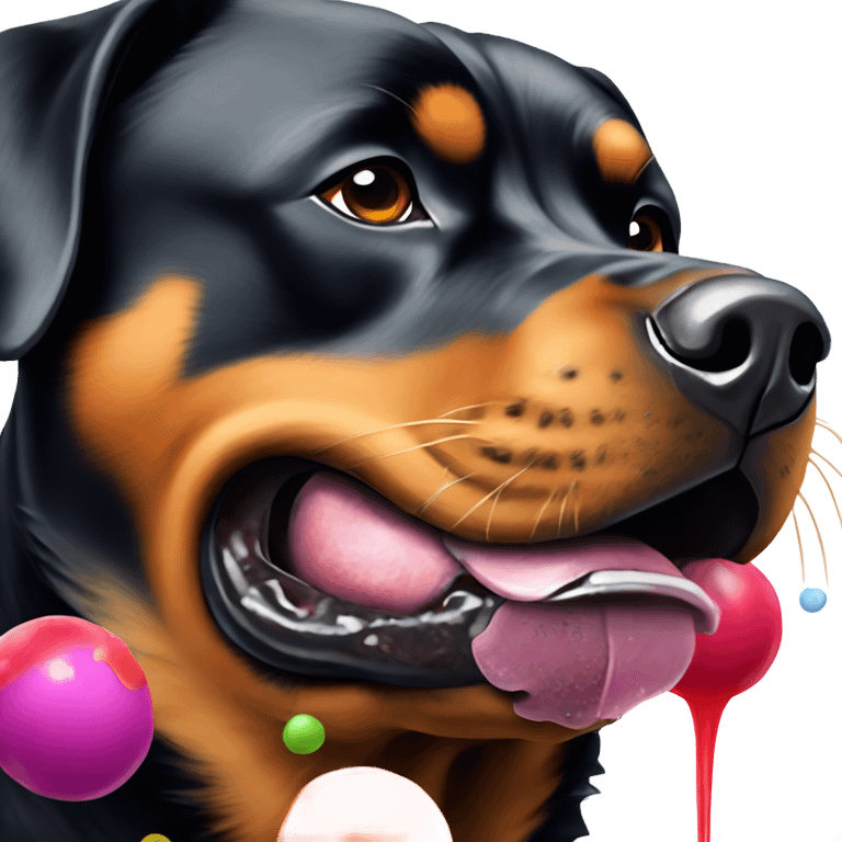 Rottweiler eating paintballs emoji