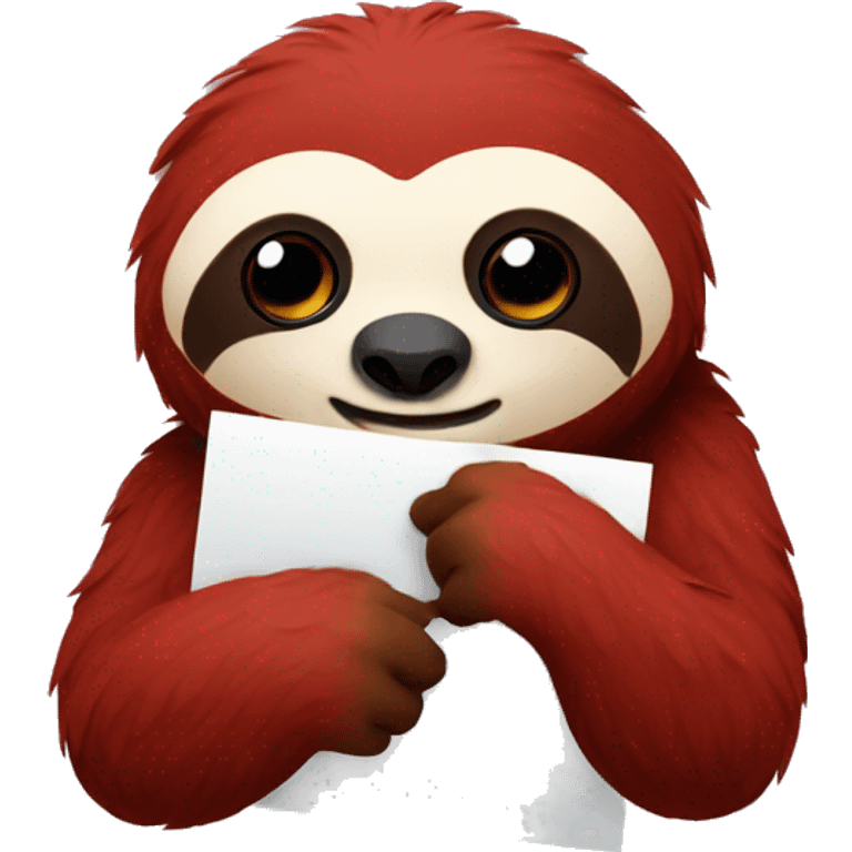 a red sloth holding a letter emoji