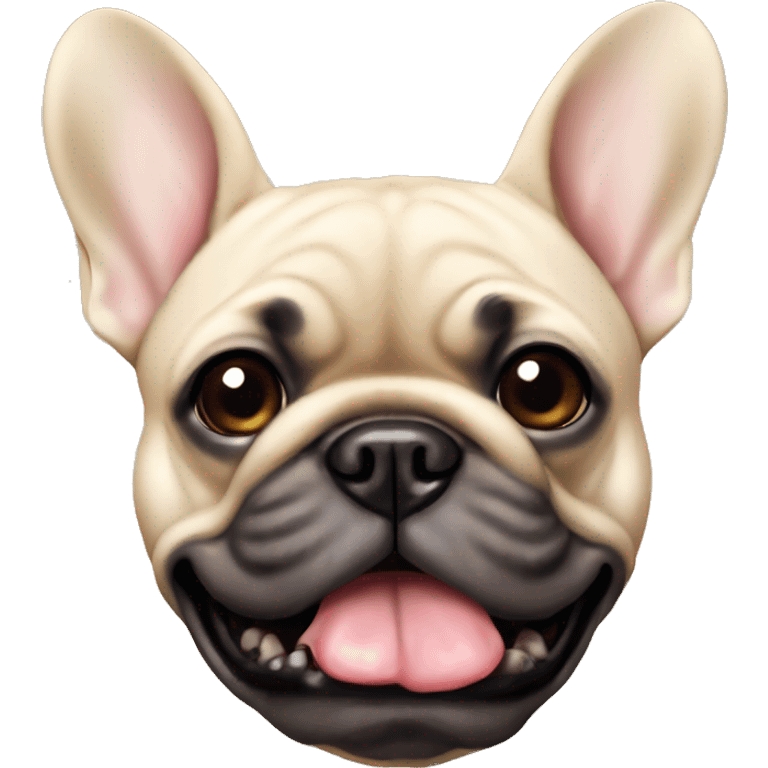 an old beige french bulldog with black mouth emoji