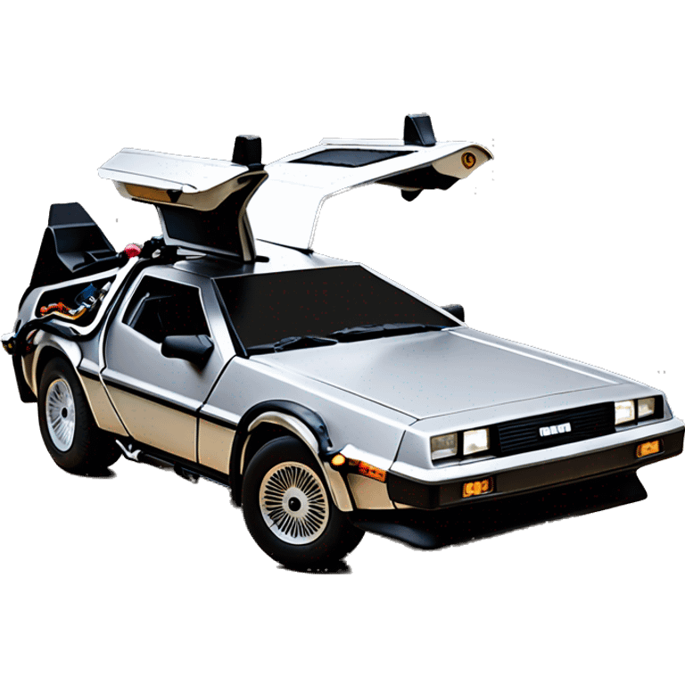 Back to the Future version DeLorean DMC-12 taking off, side view emoji