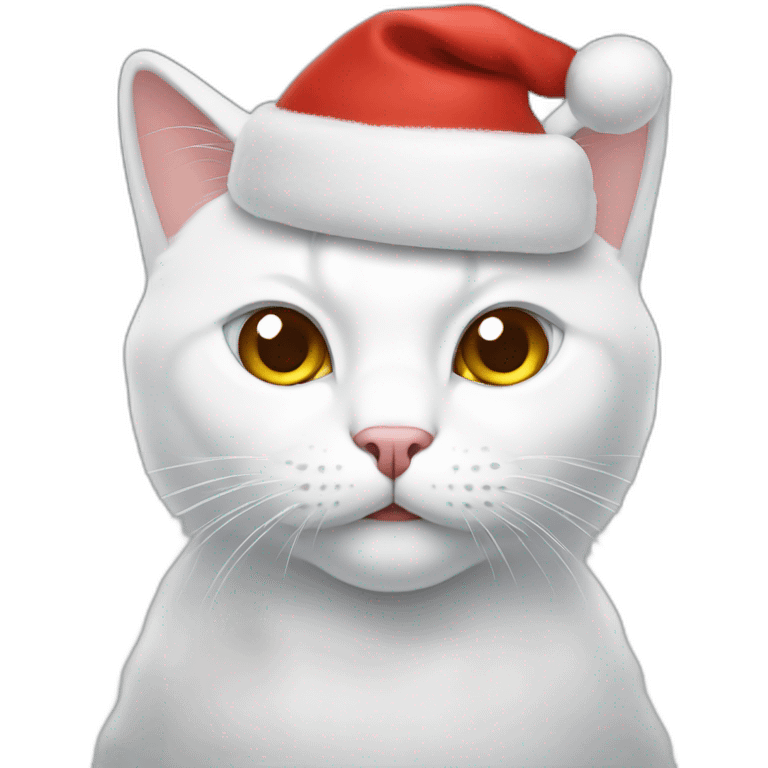 white cat with christmas hat emoji