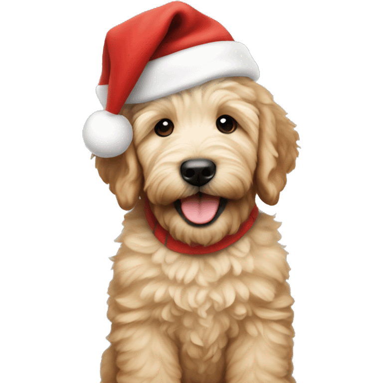 golden doodle puppy wearing a santa hat  emoji