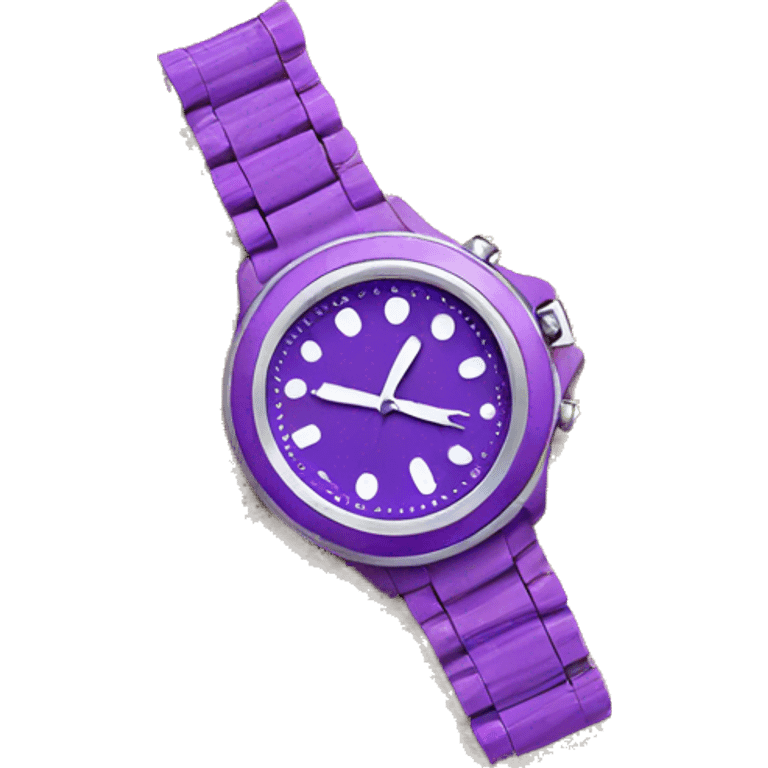 Purple watch laying on sandy beach emoji