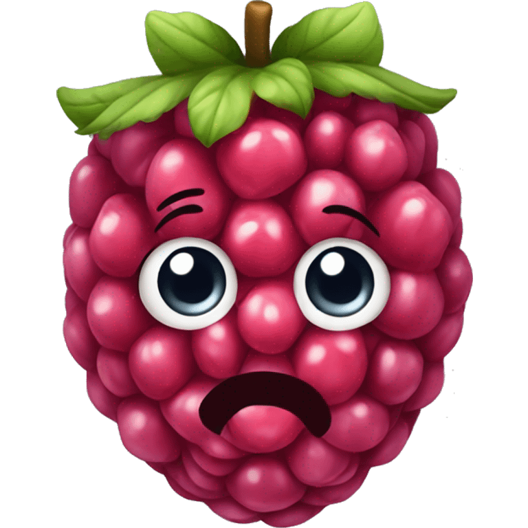 raspberry fruit with cute face emoji