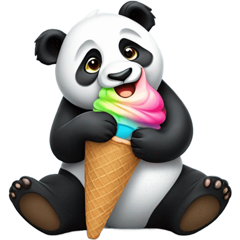 Panda eating ice cream emoji