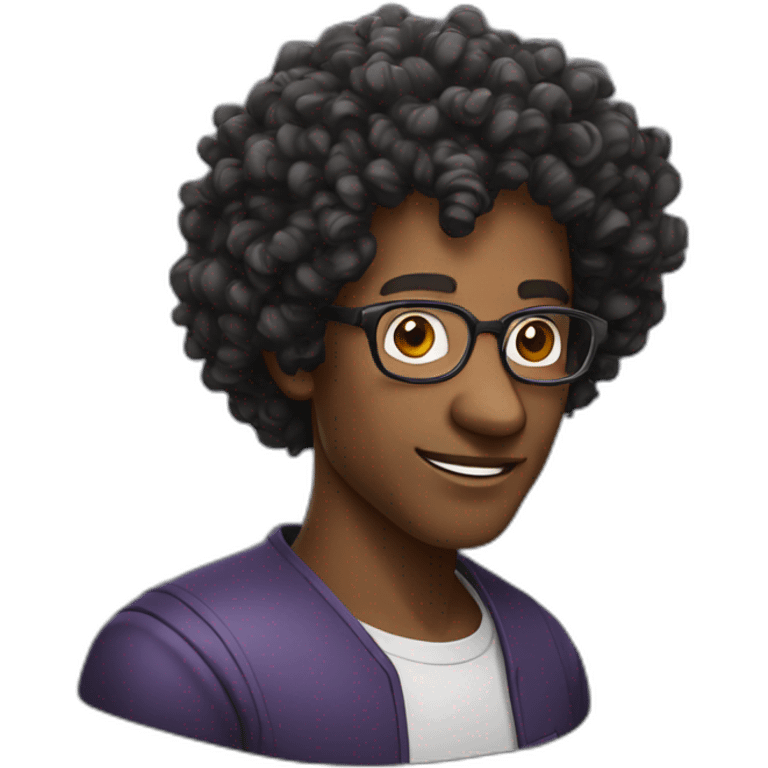 Black science teacher with curly hair, glasses and a Crazy Look emoji