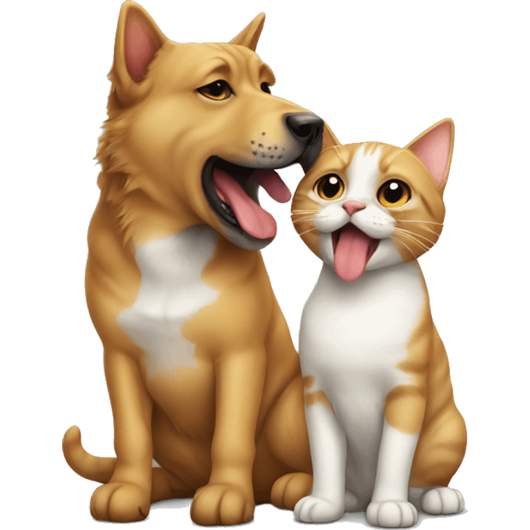 A cat licking dog emoji