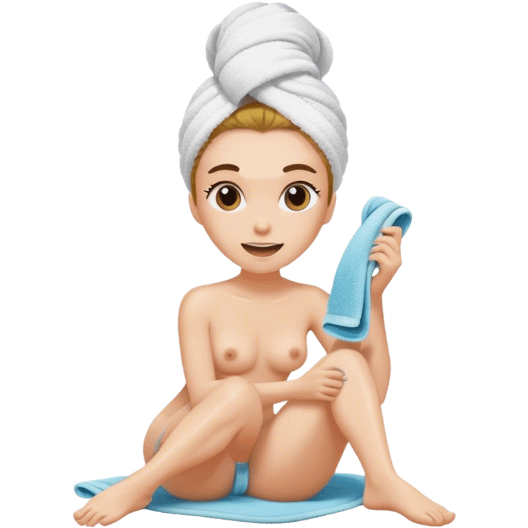 woman with towel hair shaving her hairy leg emoji