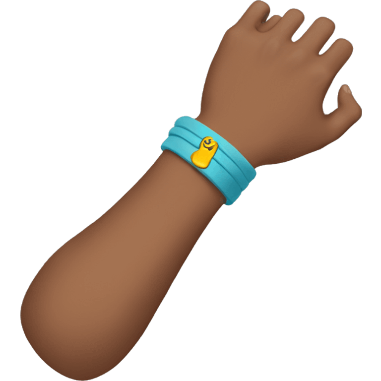 An arm with a bracelete emoji