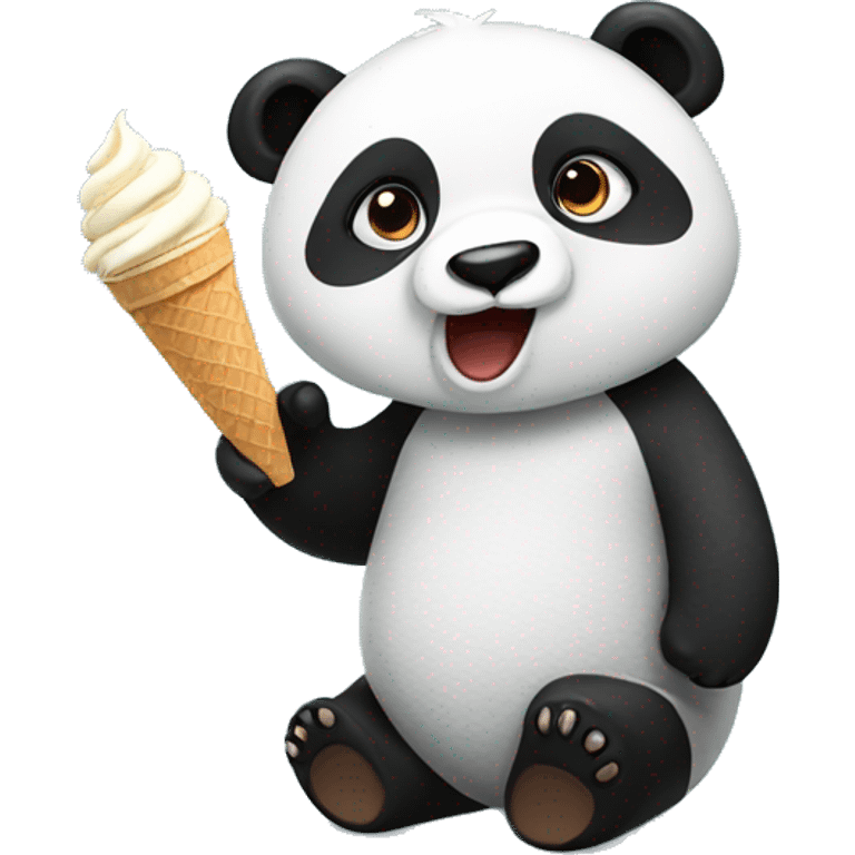 Panda eating ice cream emoji