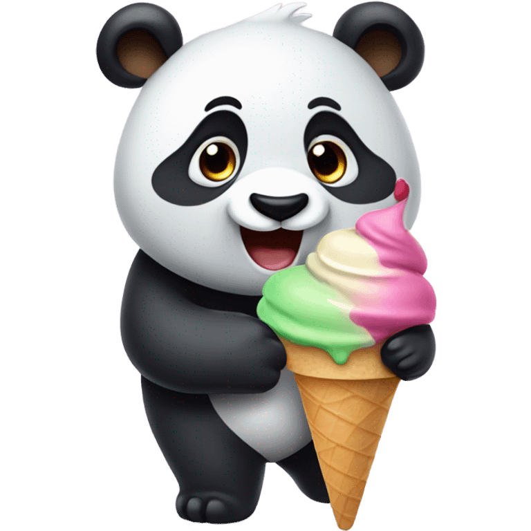 Panda eating ice cream emoji