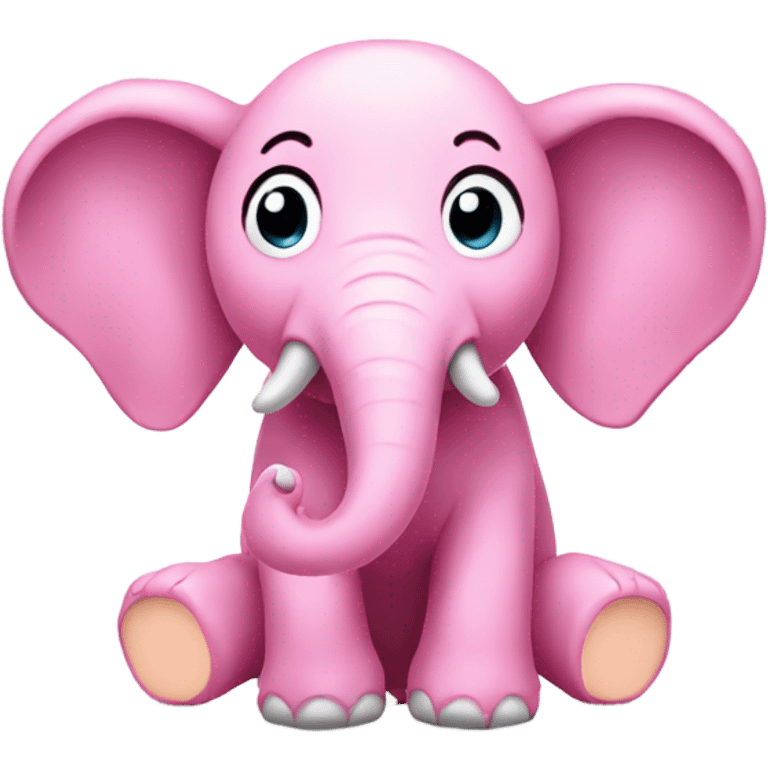 A pink elephant with a happy face emoji