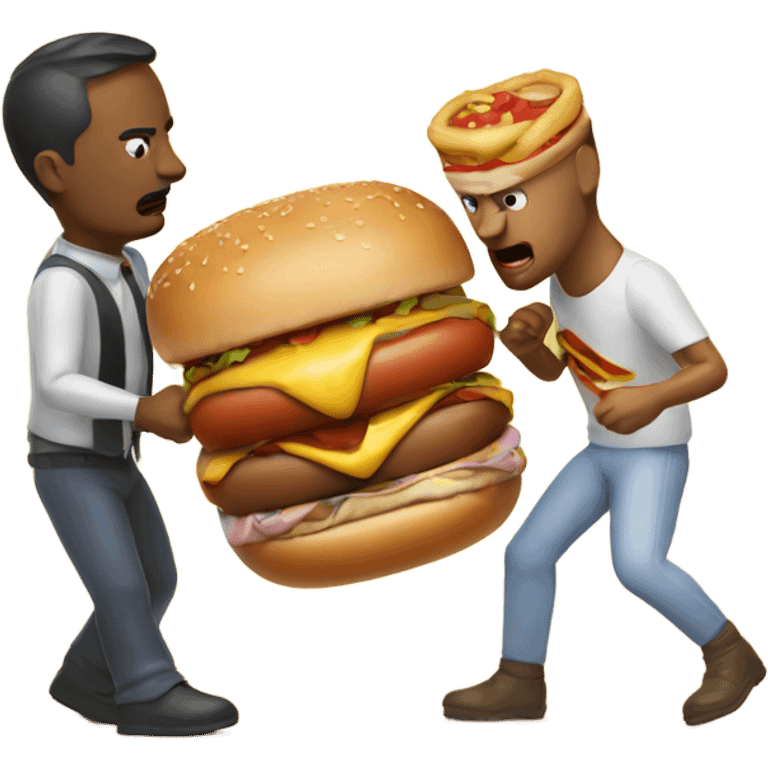 Hot dog man fighting a burger man emoji