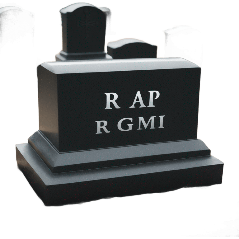 a black grave with the inscription R i P in silver emoji