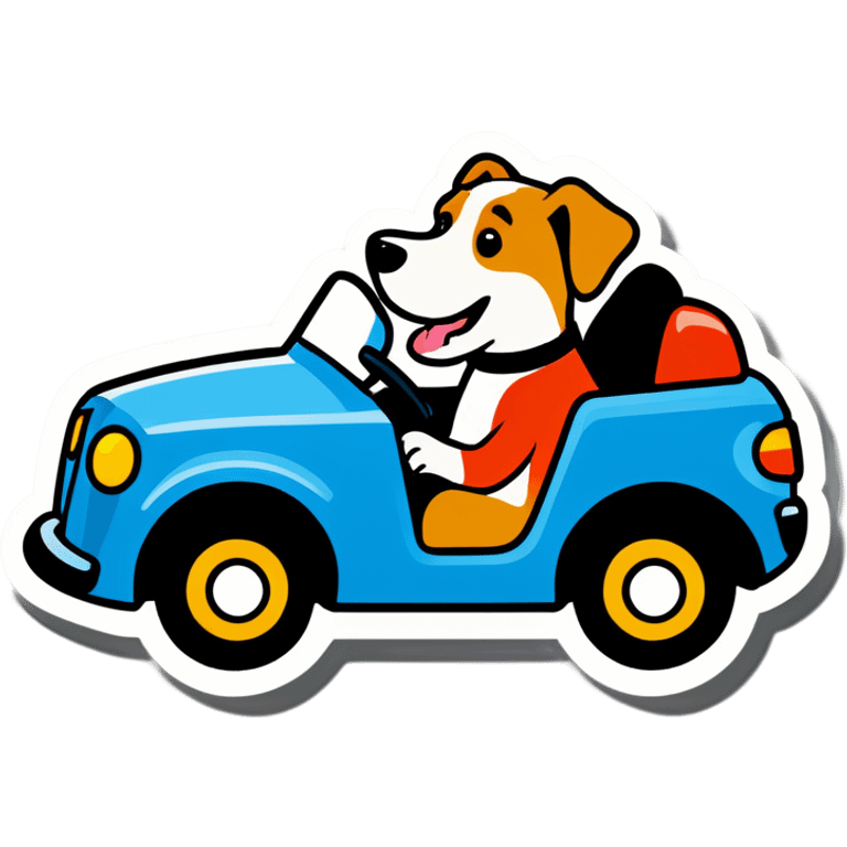 Dog driving  emoji