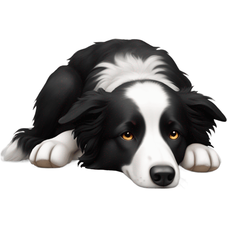 Sleeping black and white border collie emoji