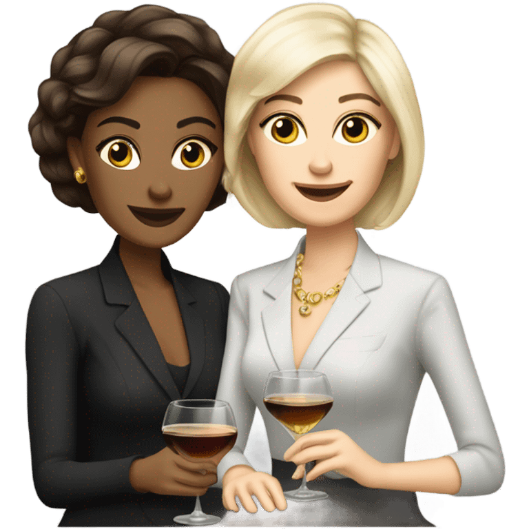 rich caucasian women two friends sipping martinis brunettes emoji