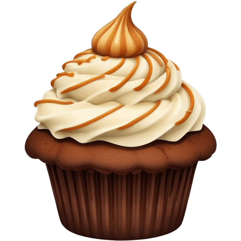 chocolate cupcake with caramel and coconut frosting  emoji