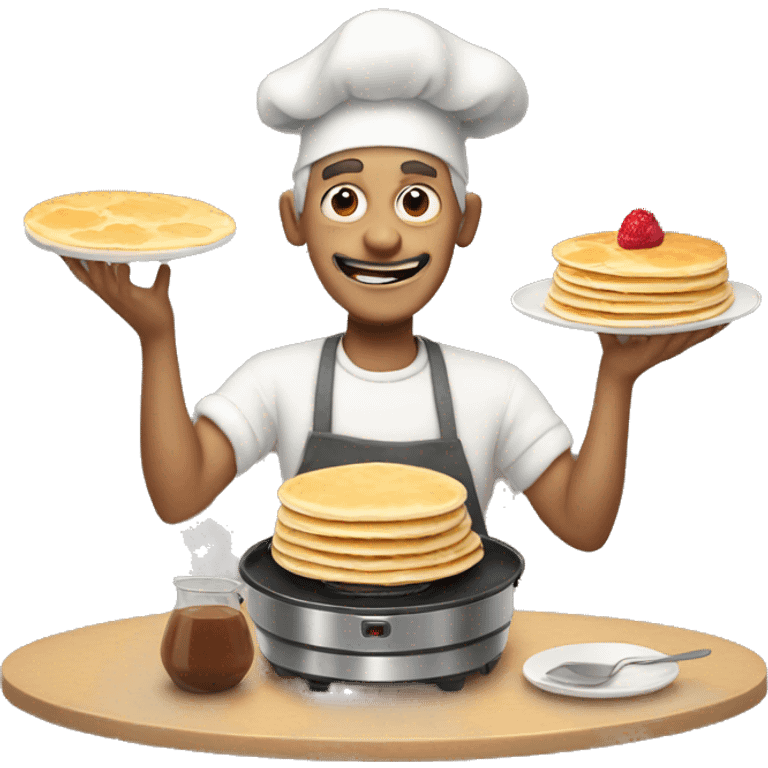 Creepy man making pancakes emoji