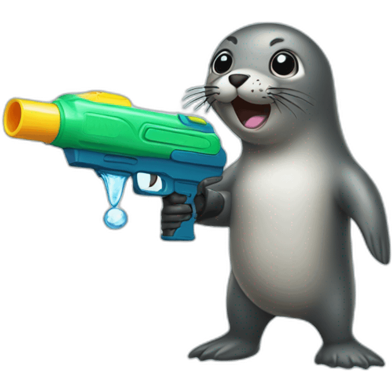 Seal shooting a water gun emoji