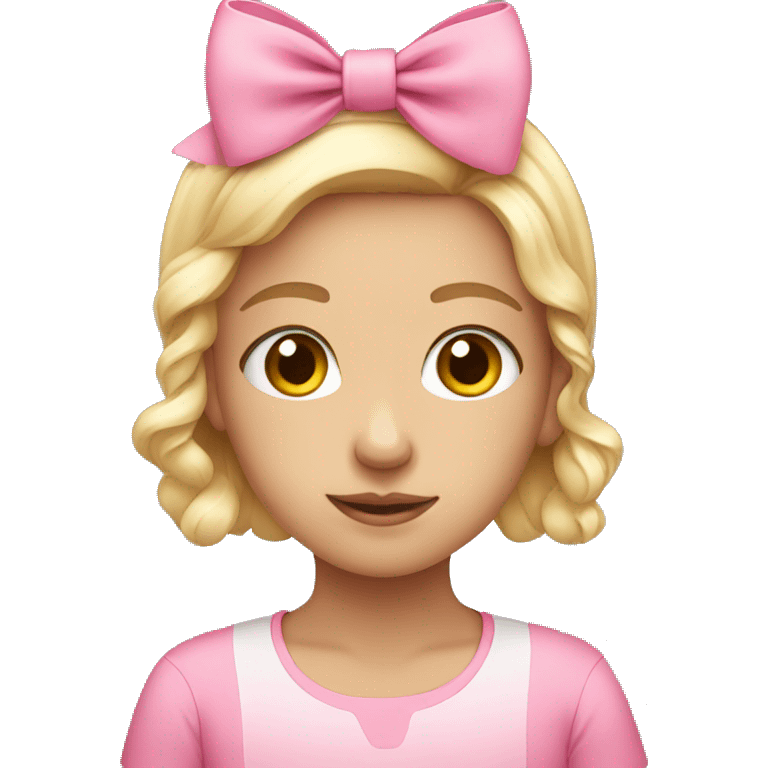 Cute girl wearing pink shirt with bow emoji