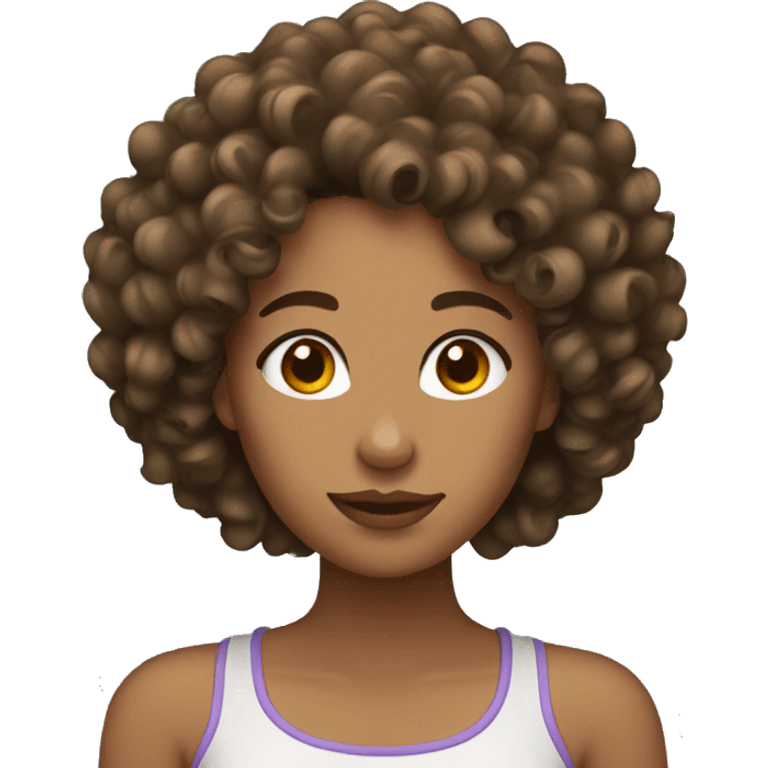 woman curly hair brown emoji