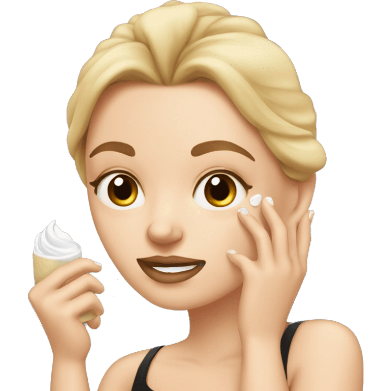 white girl applying cream on face emoji