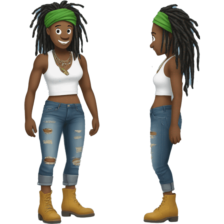 hog with dreadlocs, a green bandana, in ripped blue skinny jeans emoji