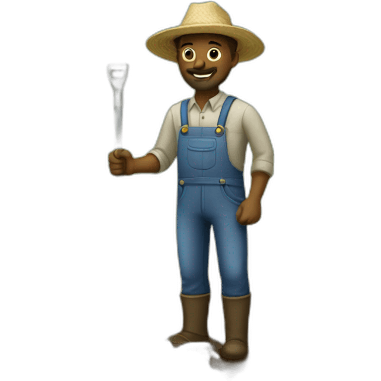 farmer with pitchfork emoji