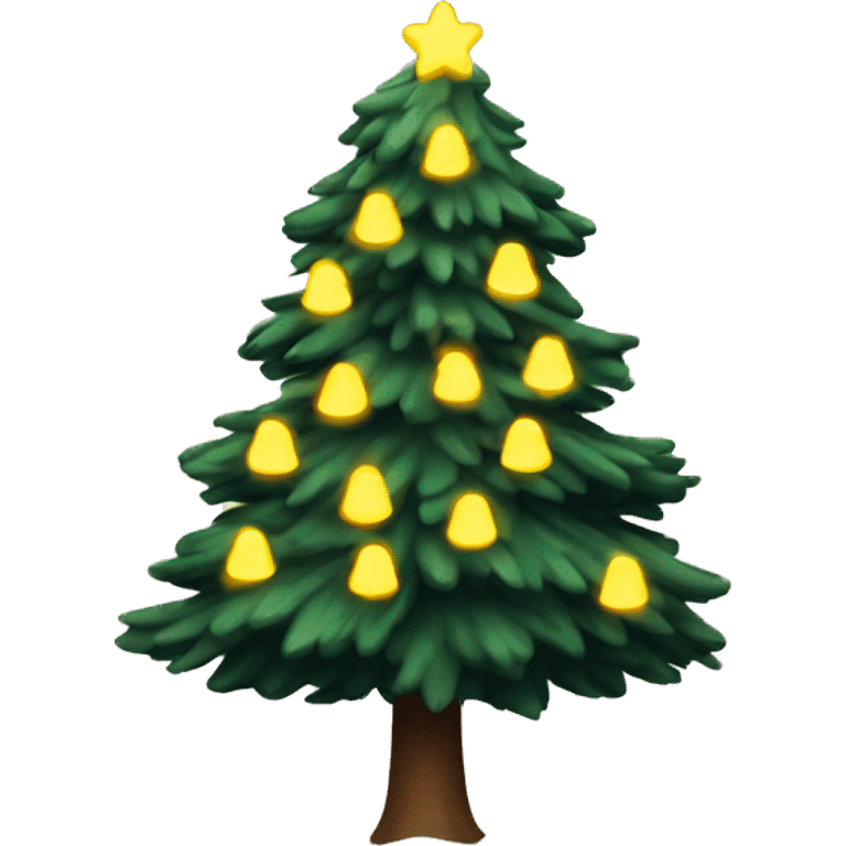 pine tree with snow and yellow lights emoji