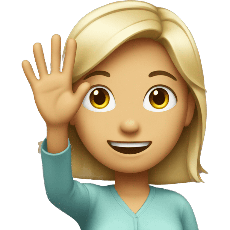 girl waving hello emoji