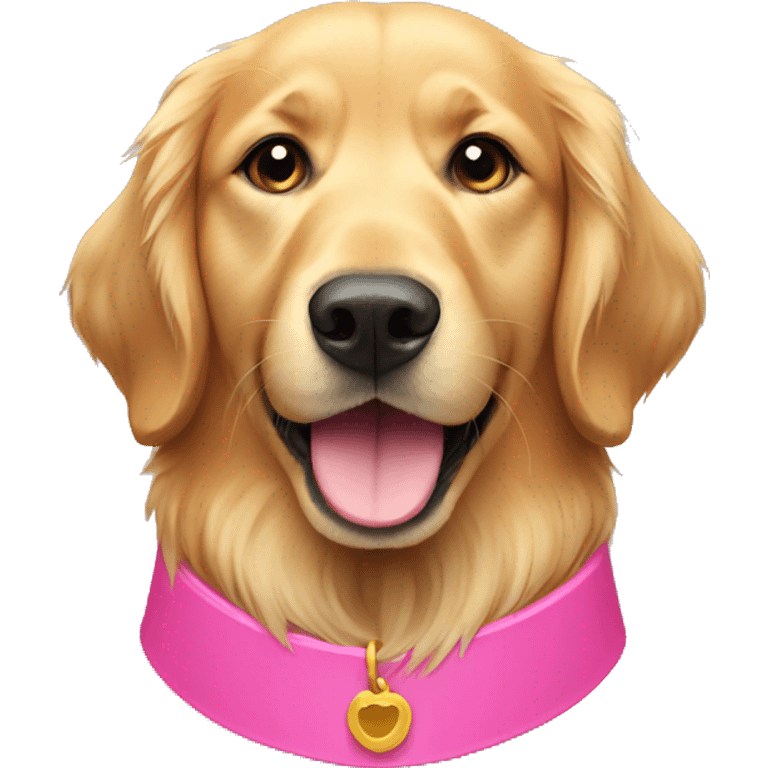 Golden retriever with a pink collar  emoji