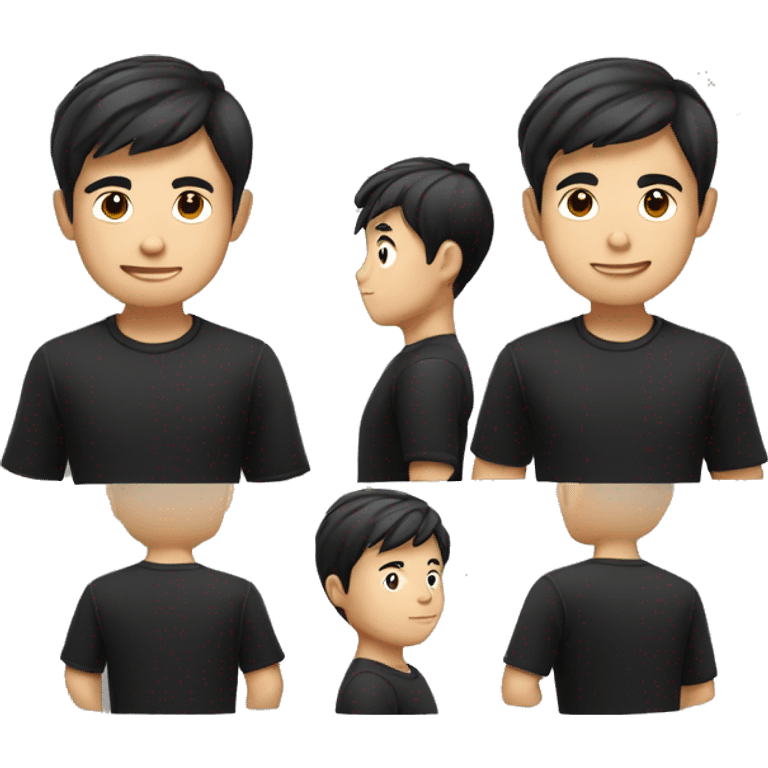 confident asian boy in black shirt emoji