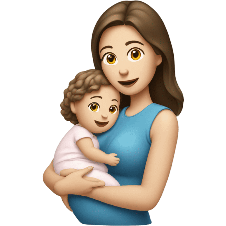 Pale brunette women holding baby emoji