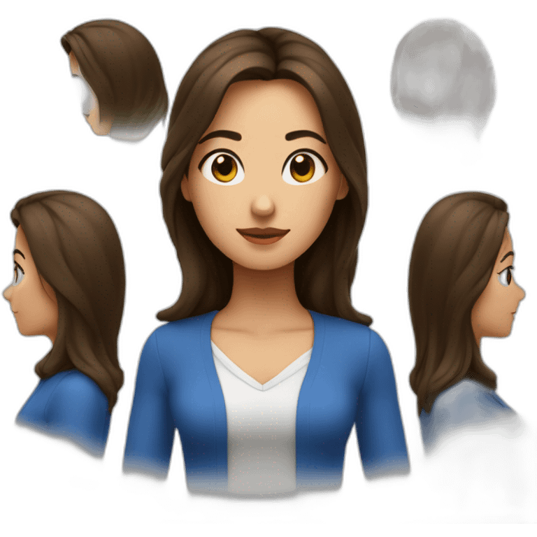 Femme, brune, aux yeux bleus qui fume emoji