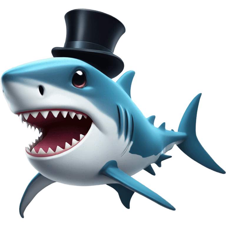 Shark with a top hat emoji