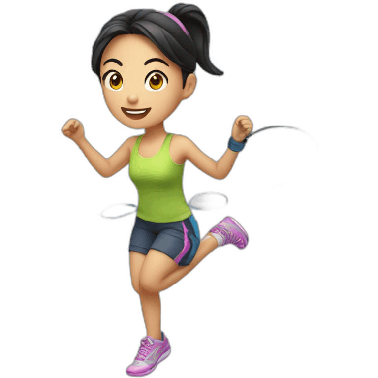 Asian girl jump roping emoji