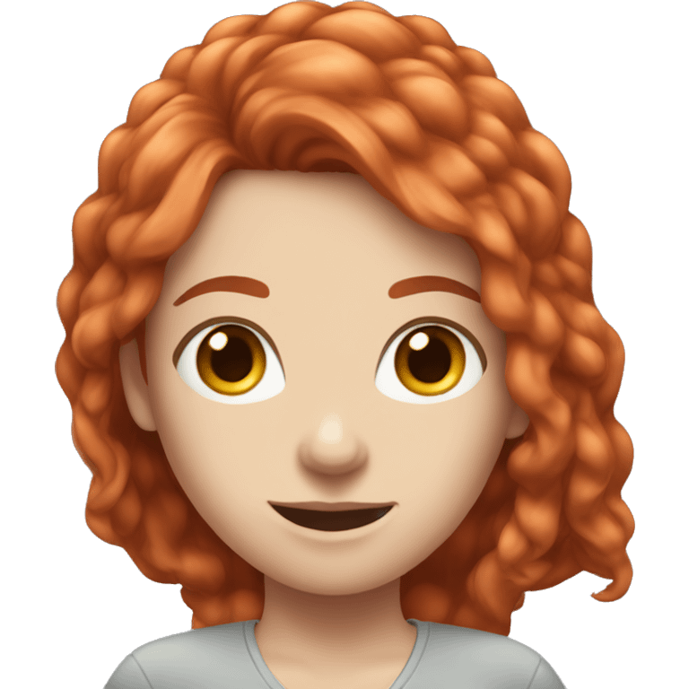 Adult female gamer with long red hair, blue eyes and freckles. emoji