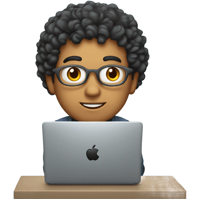 Mexican school IT technician with apple  laptop and with curly hair  emoji