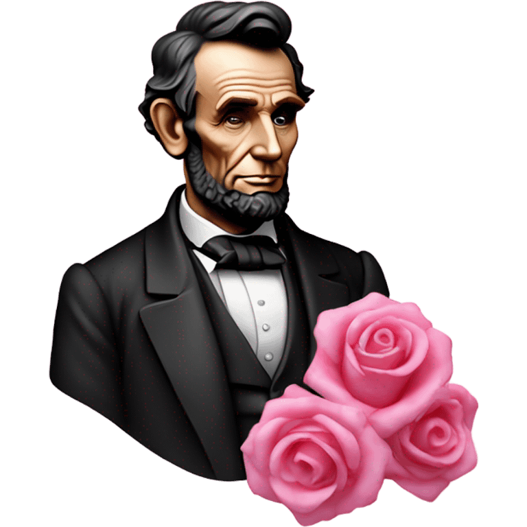 Pink ombre statue of Abraham Lincoln with glitter and roses  emoji