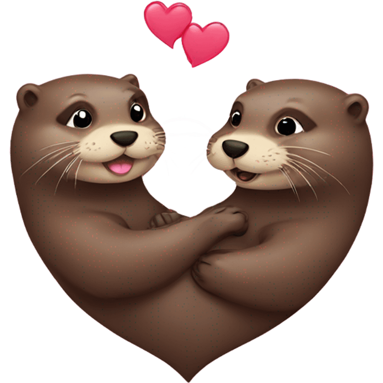 Two Otters making a heart emoji