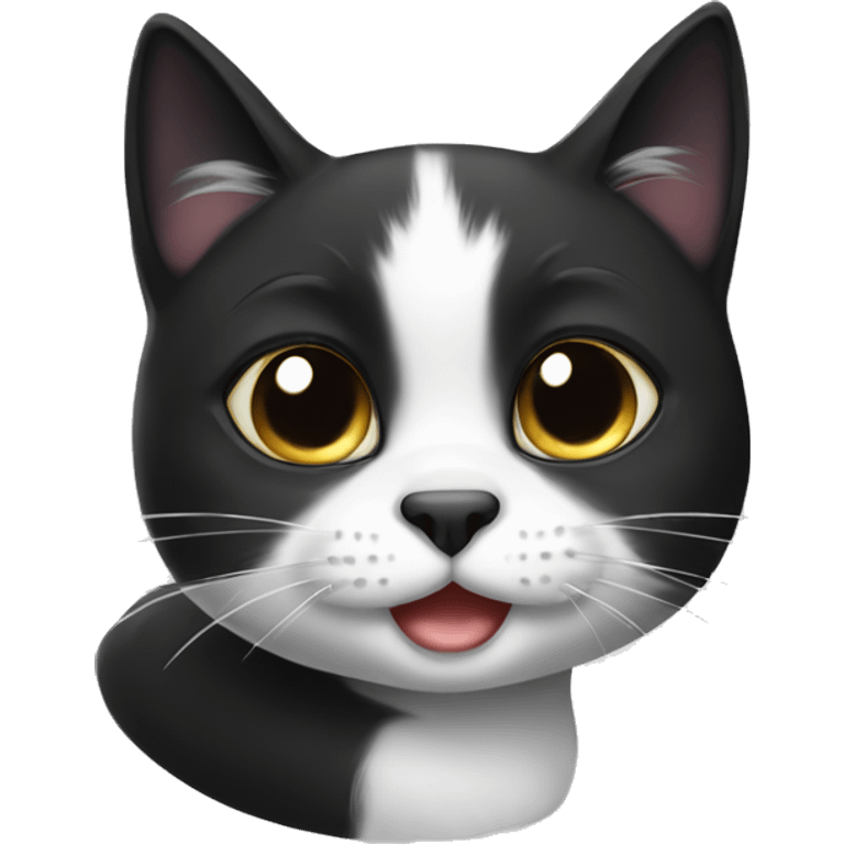 Cute black and white cat emoji