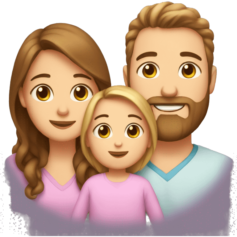 mom with brown hair and brown eyes, dad with blond hair and beard, and baby emoji