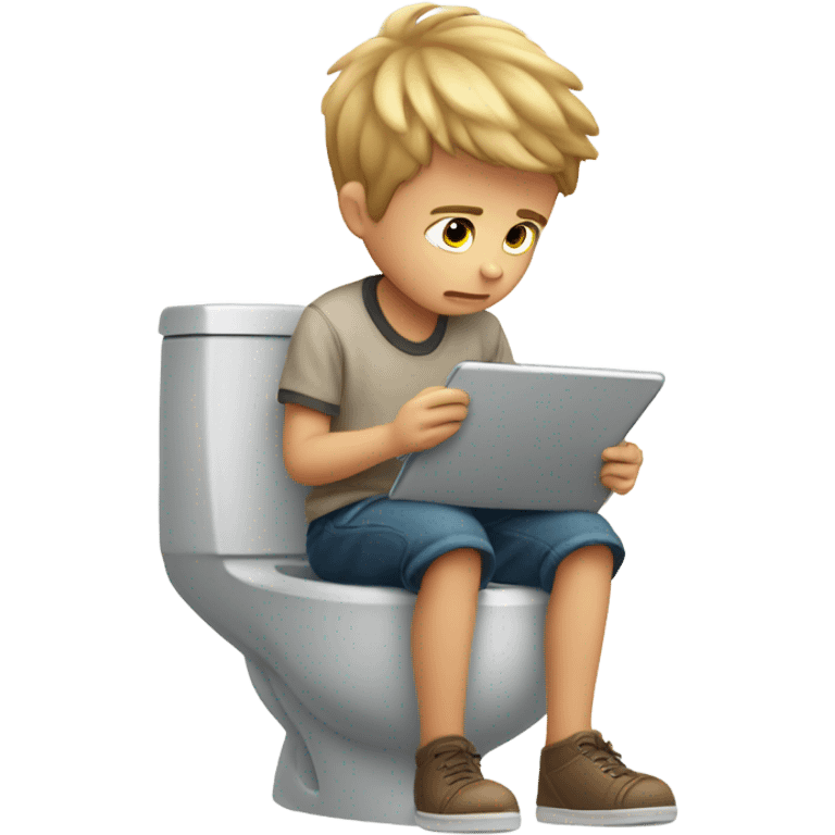 Boy using iPad on toilet  emoji