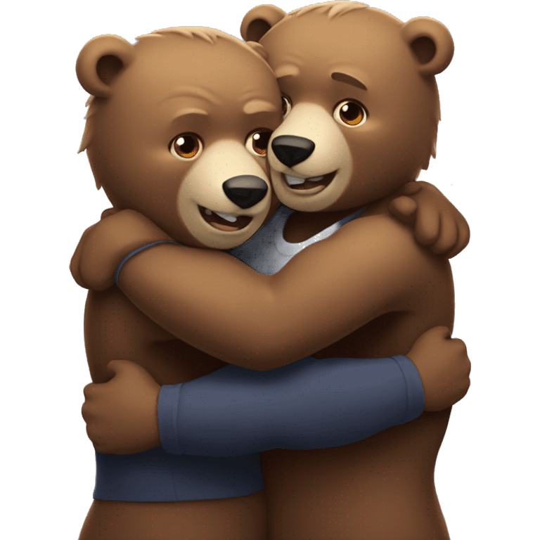 two strong bears hug emoji