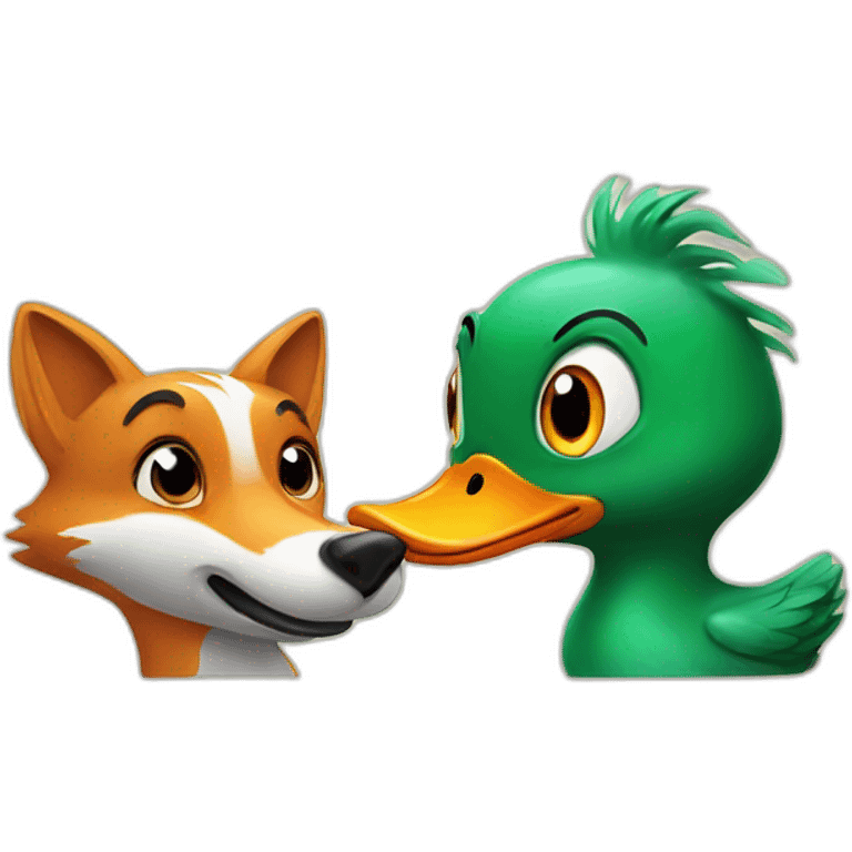 duck and fox emoji