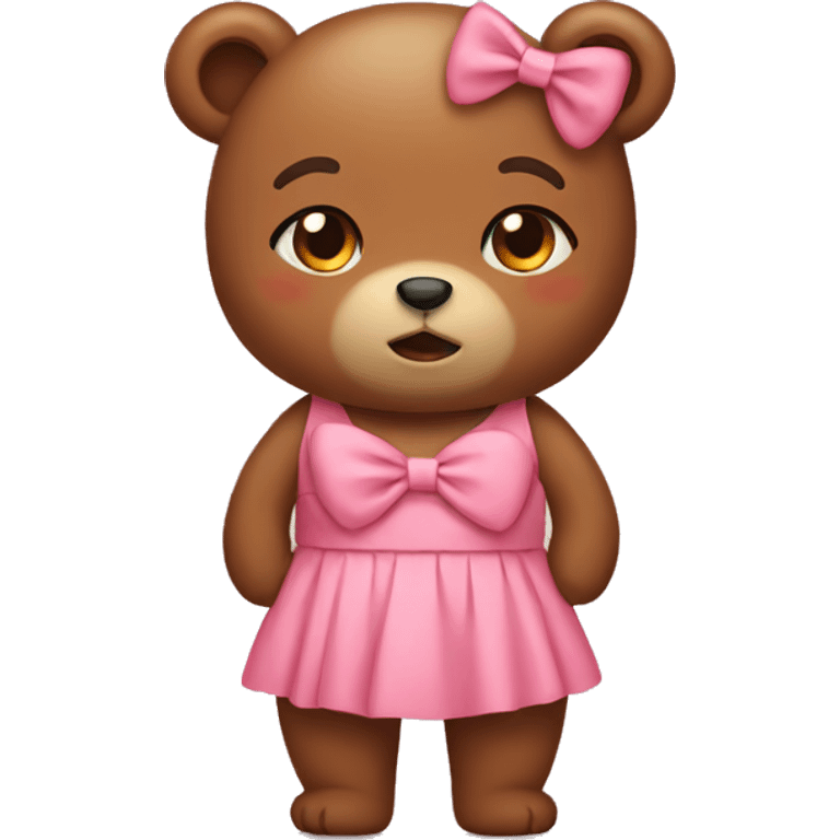 Bear wearing a bow dress emoji