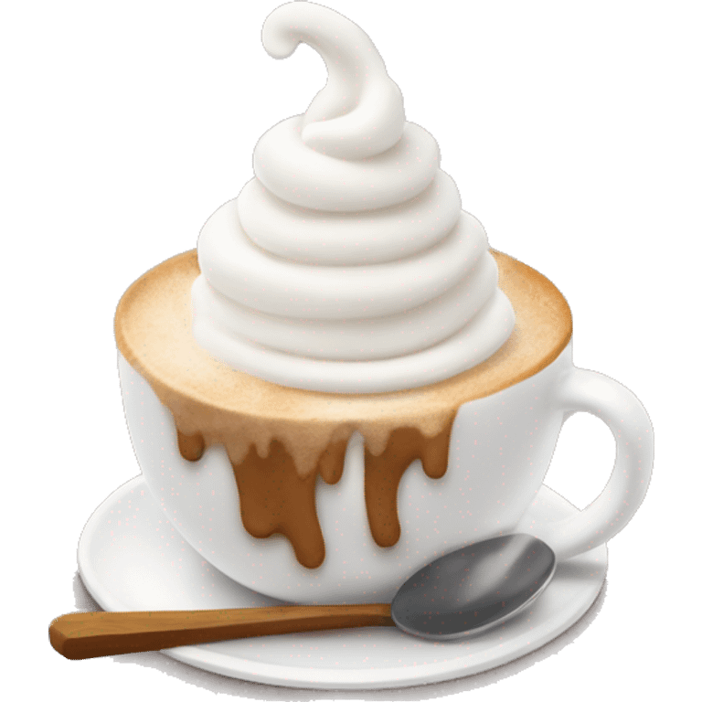 Coffee with whip cream and the cup a knitted material emoji