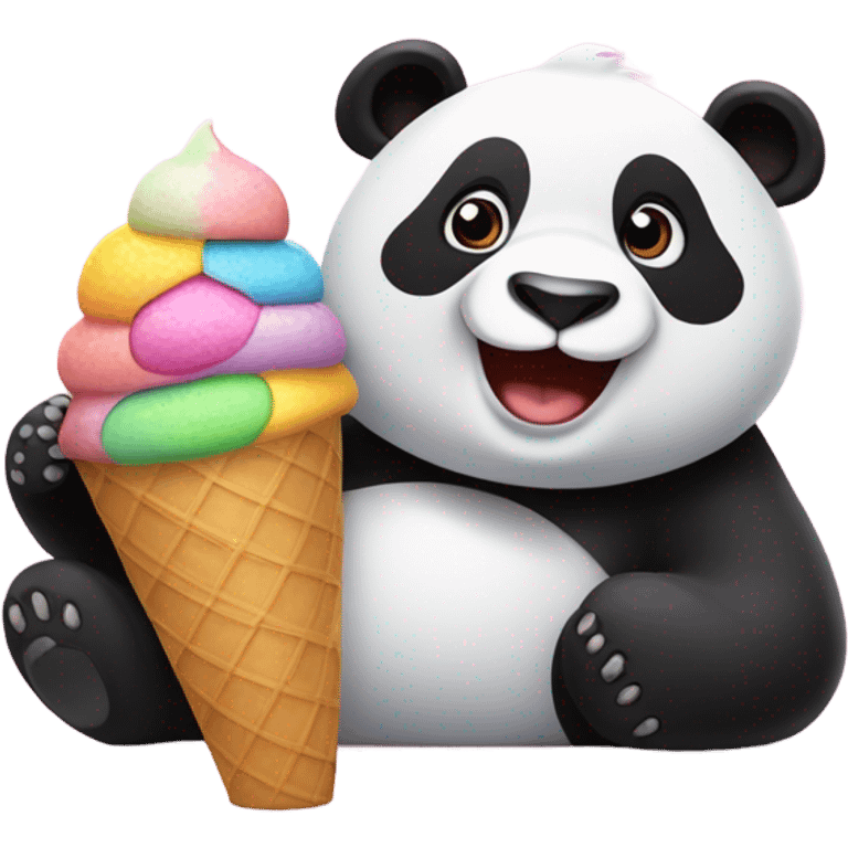 Panda eating ice cream emoji