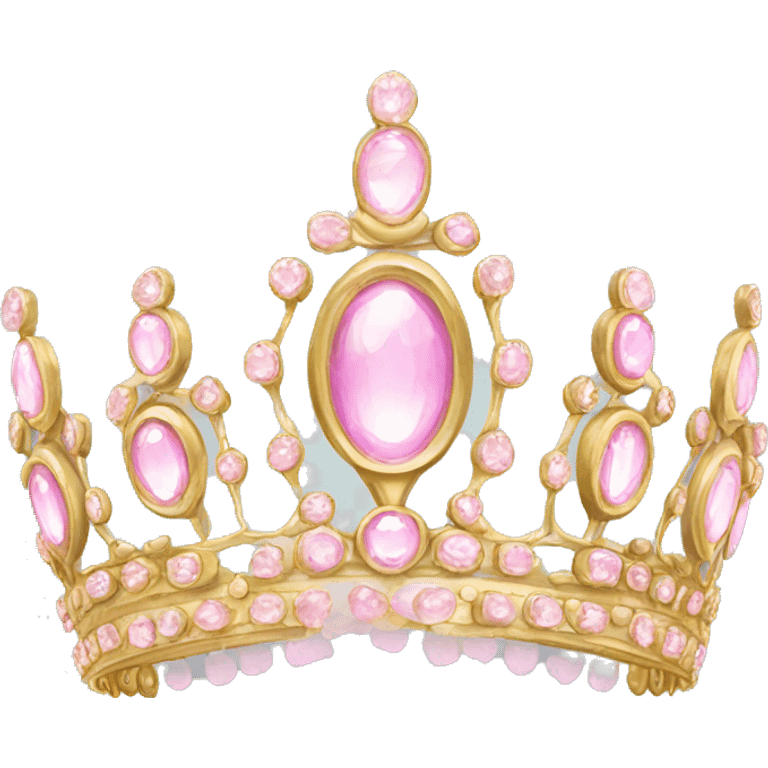 Gold tiara with light pink jewels emoji